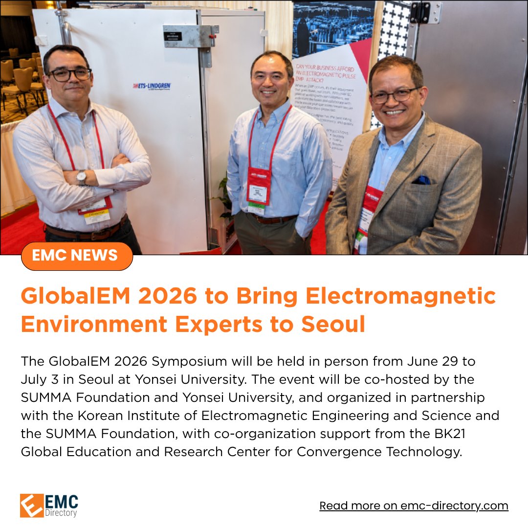 emcdirectory's tweet photo. GlobalEM 2026 to Bring Electromagnetic Environment Experts to Seoul.

Read more: https://t.co/bCrYNutRQQ

#GLOBALEM2026 #EMC #EMI #RF #ElectromagneticCompatibility #Seoul #Engineering #Innovation #TestAndMeasurement https://t.co/CUKq1KDmT7