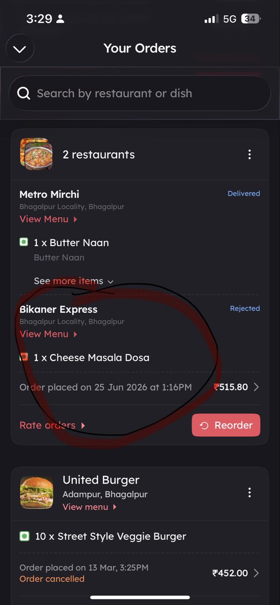 Naveenthakur09's tweet photo. I ordered a dosa through Zomato, but it was neither delivered nor have I received any update regarding the order. Kindly process a refund for this order at the earliest. @zomato @zomatocare @jagograhakjago @ZeeNews @SHSBihar https://t.co/YUCYZao78m
