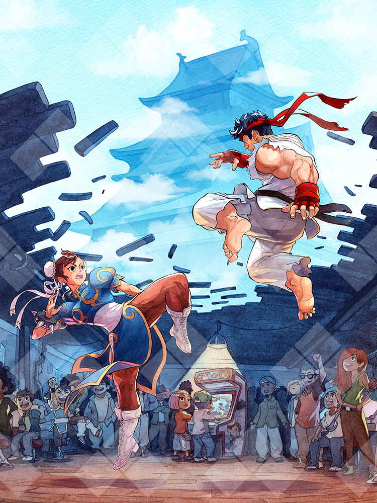 Evo's tweet photo. We’ve got an official @CapcomUSA_ collaboration piece celebrating Street Fighter made by the talented @Mosqi coming to Evo 2026. 

Prints, playmats and stickers in our gift shop and merch store. https://t.co/nZoTnUE2wt
