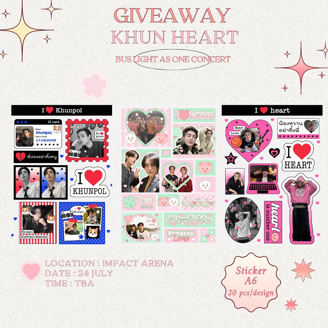 youyouaim's tweet photo. pls kindly rt + fav ♥️
⋆｡˚ giveaway ⋆｡˚
for #BUS_LIGHTASONE

💌 A6 Sticker
⌇20 pcs/design

📍Impact Arena
🗓️24 July
🕰️TBA

#KHUNPOL #HEARTchuthiwat 

Design Sticker By  #cmsToTheG 🖍️🎨🫟 https://t.co/HA68PdArvT