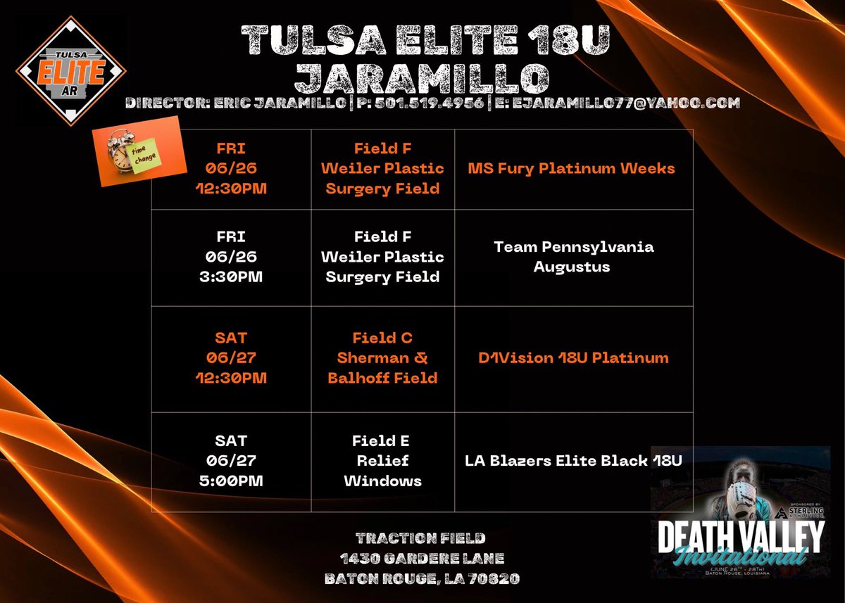 ARushing_2028's tweet photo. Updated schedule for this weekend in Baton Rouge! @EricJar08972519 @TulsaEliteSB @MaxPreps @DiamondAddicts @rushing_sa2007 @BradRushing9882 https://t.co/J9FuQBBOTE