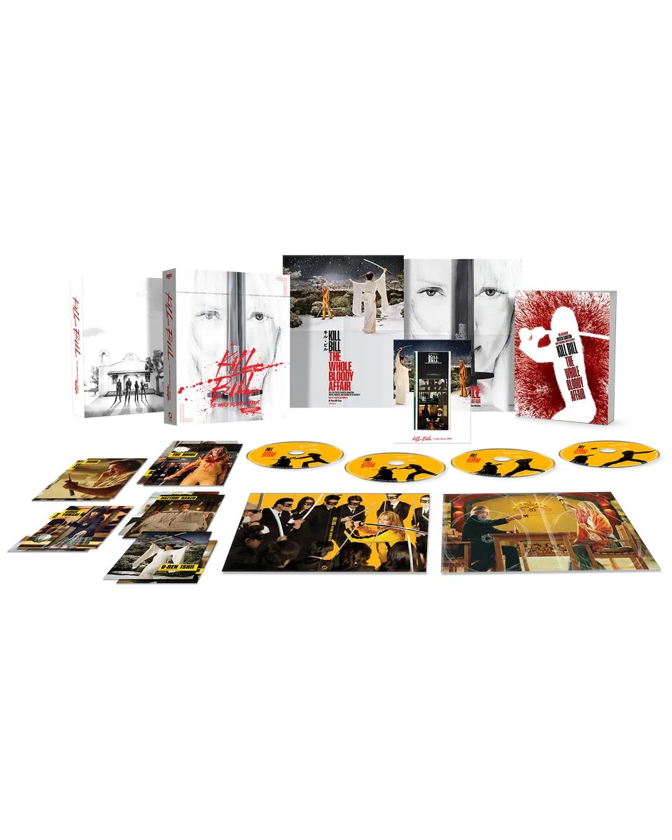 mightychroma's tweet photo. 🎬 "Kill Bill: The Whole Bloody Affair" is finally coming to 4K Blu-ray on July 28 from Lionsgate! ⚔️

Tarantino’s single, unrated cut will have Dolby Vision + DTS-HD MA 5.1

Extras: The Lost Chapter, a 40-page booklet, 70mm still, 5 cards + 2 posters!🩸

Pre-Order!
https://t.co/hBF4ZZlyCy

#PhysicalMedia #Movies #Movie #Film