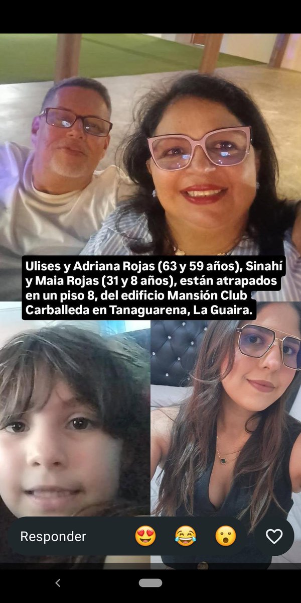 Sweet_Geny's tweet photo. Mi familia y otras familias se encuentran atrapadas en el edif Mansión Club Caraballeda de Tanaguarena, ya que las escaleras colapsaron y se quedaron en los apartamentos de los pisos 6,7 y 8. Necesitamos ayuda 🆘 para poder evacuarlos seguramente. https://t.co/jDIqueAcrt