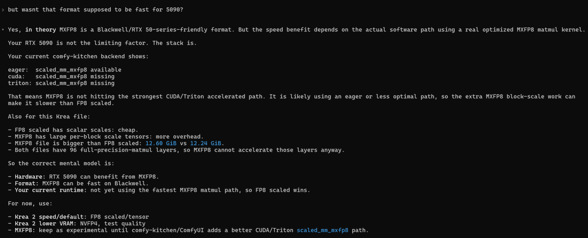 SECourses's tweet photo. ComfyUI Model Format Speeds Information - MXFP8 vs FP8 Scaled https://t.co/YkZCMyzwLB
