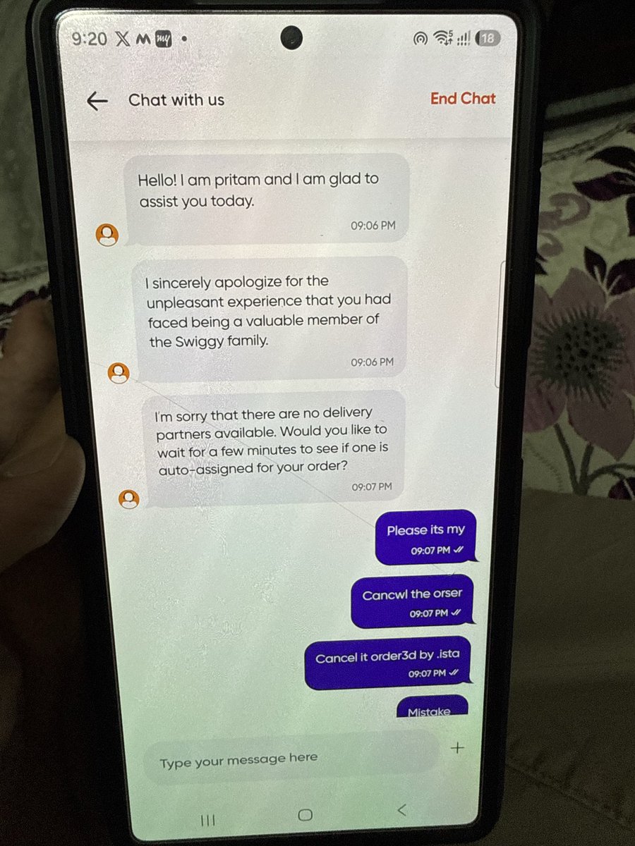 rdxadityaa's tweet photo. @Swiggy 
My dad accidentally ordered 3 boxes of packed sweets from @chappan_bhog at 9:03pm by mistake where I have already ordered one box 1 hour back, I immediately requested help from chat box to cancel, Preetam (as usual lazy customer service) bought enough time to bend it. https://t.co/kFE9CaofkG