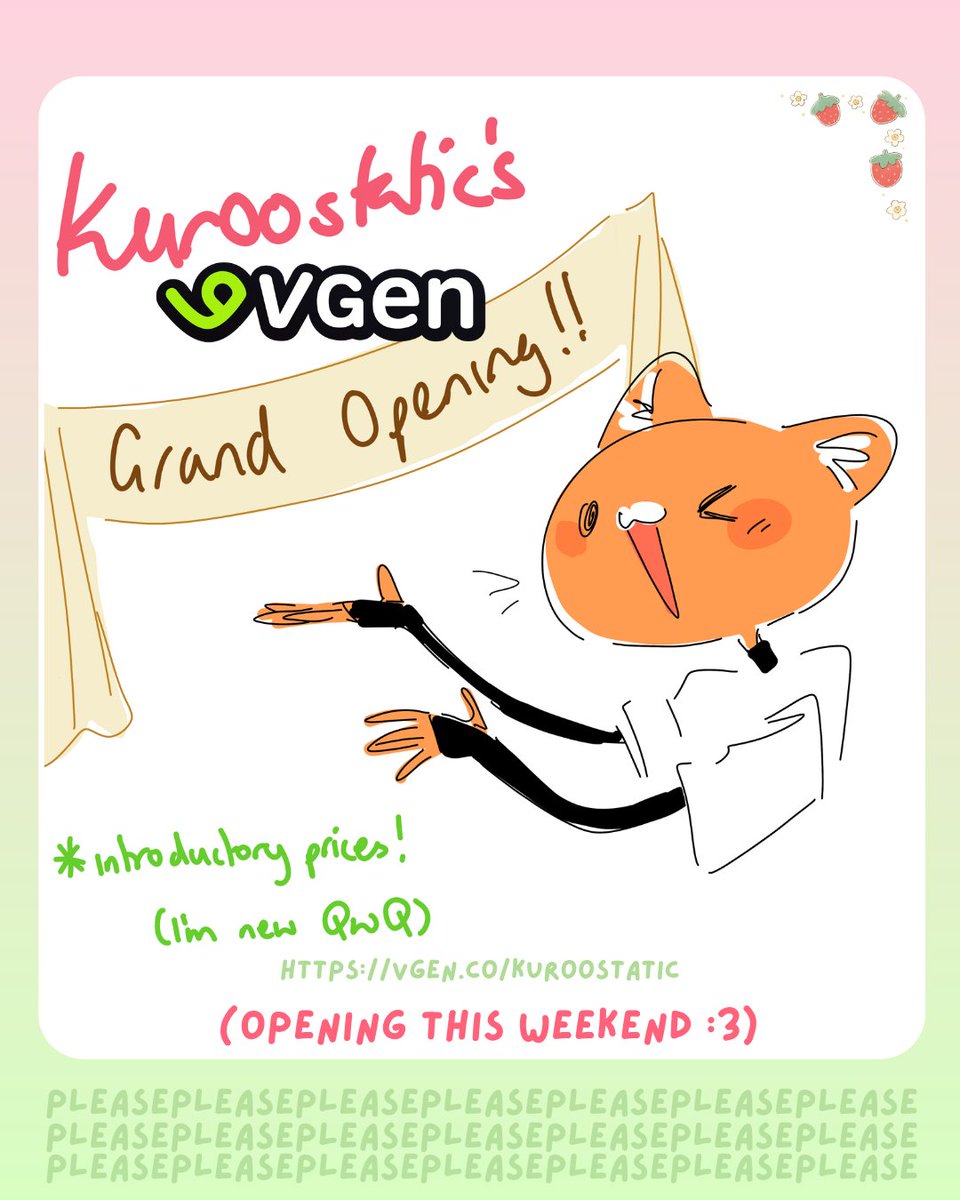 kuroostatic's tweet photo. Hello everyone!! I'll be opening my vgen this weekend!! Since its my first time it'll all be introductory prices but feel free to message me @/kuroostatic on instagram for any questions <3 thank you!! 
https://t.co/HOFMGIB4wZ
#Vgen #VGenComm #commissionopen https://t.co/syPj6FfGyj