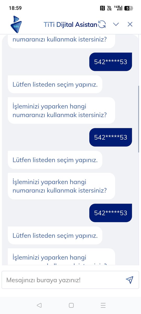 KEMALSARIOGLU53's tweet photo. @TTDestek bu sizin dijital asistan ne iş yapar aynı şeyi tekrarlayıp duruyor amacı  sinir harbi yaratmak mı ..?? https://t.co/BNqhNsaHNN