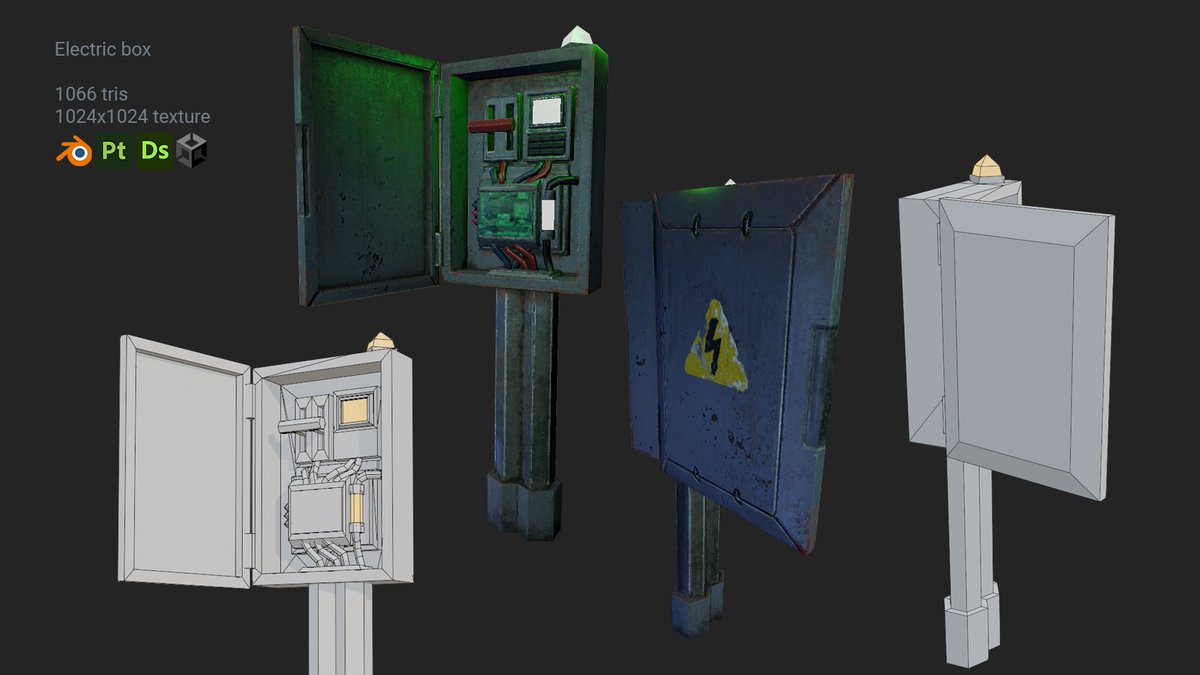 idk_tin's tweet photo. Lowpoly asset of today is Electric box

#blender #b3d #lowpoly #indiedev #Substance3DPainter #substance3ddesigner #unity https://t.co/3GVzZ8ulNN