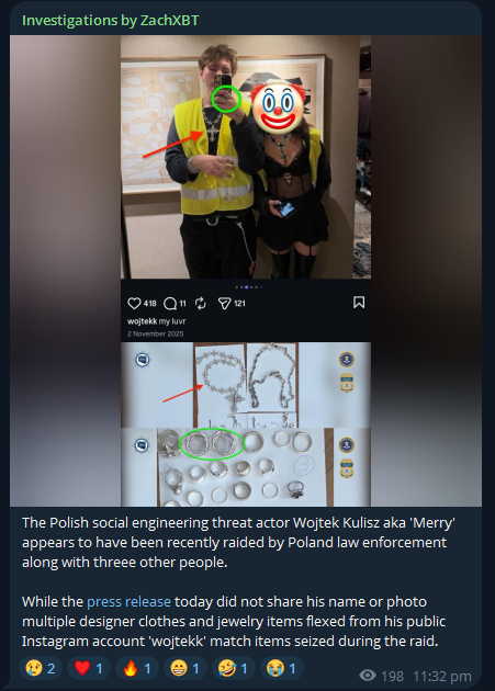 FizyoGYM's tweet photo. ZachXBT just posted in his TG about a dude who stole millions in crypto, just like Malone

He is prob dropping a full thread soon free frontrun

https://t.co/2eRT1WU6cV https://t.co/jgbxvwMMQC