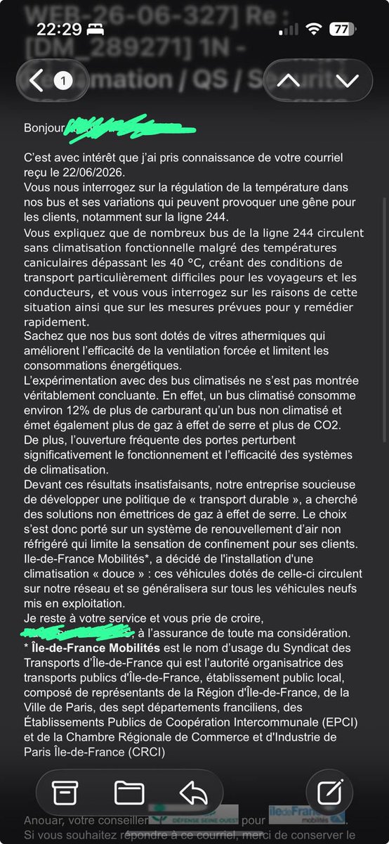 LRedemptor's tweet photo. @ImpactMediaFR Voici la réponse de @IDFmobilites au sujet de la clim dans les bus. Vous pouvez mourir. 
@vpecresse @RATPgroup @TF1Info @LCI @CNEWS @BFMTV https://t.co/2r9863I0Wz