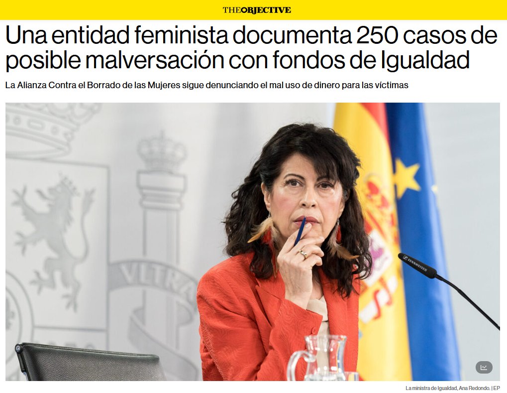 FundaHOM's tweet photo. ·La "Alianza Contra el Borrado de las Mujeres" documenta 250 posibles casos de malversación en el Ministerio de Igualdad.
·Dinero que debería haber ido a mujeres maltratadas se ha malgastado en carreras con tacones, masterclasses de zumba y similares.
https://t.co/XgRlnymUKG https://t.co/MKksG6Q0td