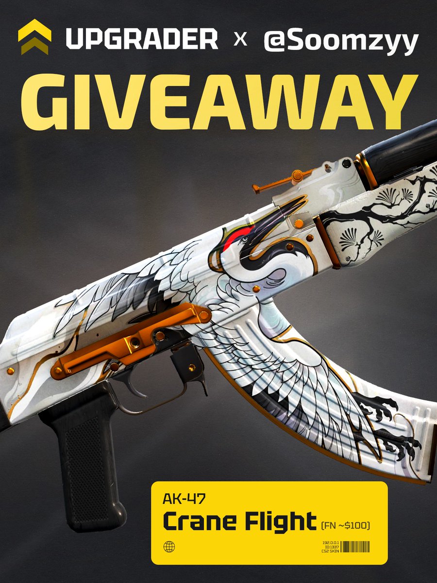 Soomzyy's tweet photo. 🎁 AK-47 | Crane Flight FN ($100)

✅ Follow Me &amp; @upgrader_pro1 
✅ Retweet
✅ Tag a Friend

⏰ Rolling in 7 Days! https://t.co/wCbv3XOQRO