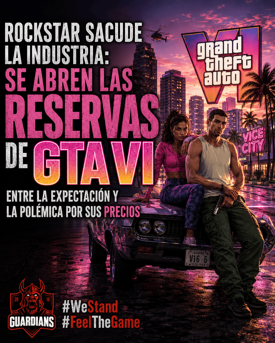 Guardians_EC's tweet photo. ¡RESERVAS DE GTA VI! 🌴

Llega el 19 de noviembre a PS5/Xbox Series. Estándar a 79,99€ y Ultimate a 99,99€ con misiones exclusivas. La edición física no traerá disco. 👇🏻🔥

Fuente: https://t.co/cYfdWbR8yO

#WeStand #FeelTheGame https://t.co/lVMWE2tQOT