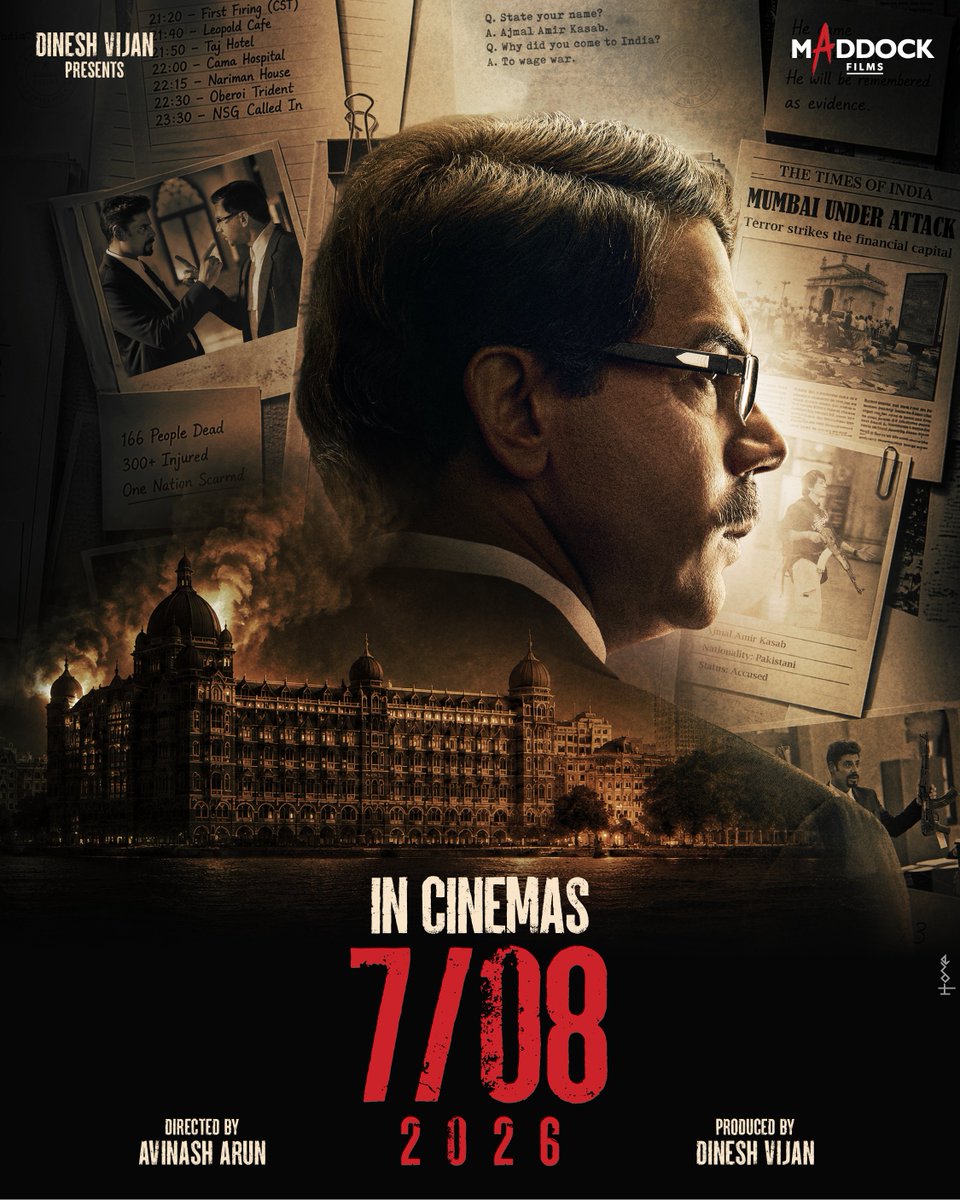 BOCIndia's tweet photo. #RajkummarRao starrer courtroom-drama #Prahaar- The Ujjwal Nikam Story arrives in cinemas on 7 Aug 2026. Directed by Avinash Arun, the film also features #WamiqaGabbi, #JaideepAhlawat, #SikanderKher & #TarunSharma. #MaddockFilms #PrahaarTeaser https://t.co/QT6lZ09znZ https://t.co/XlKDklu5Mz