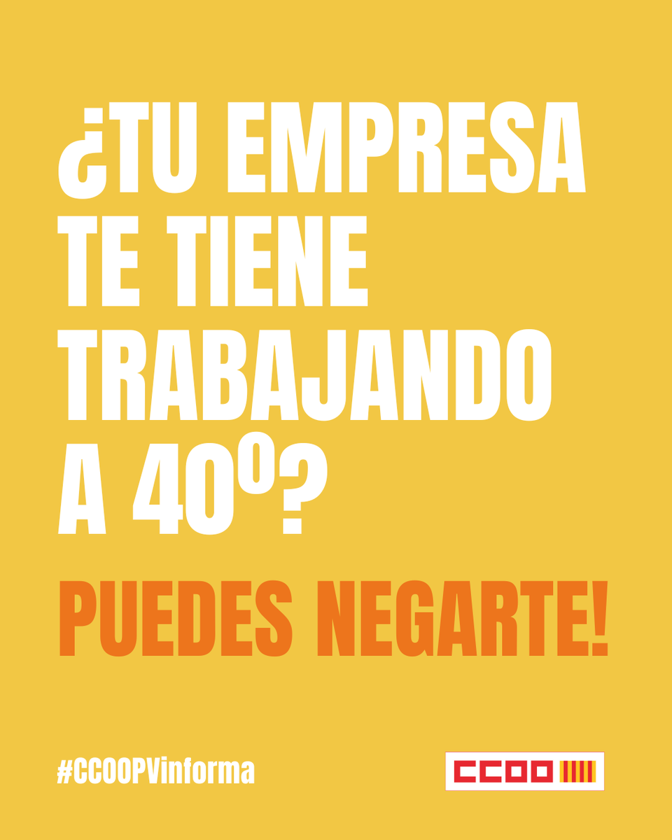 ccoopv's tweet photo. ⚠️#CCOOPVinforma En episodios de olas de calor, los trabajadores y las trabajadoras tenemos derechos recogidos en la legislación
🌡️Tu empresa tiene la obligación de evitar los riesgos laborales derivados de las altas temperaturas👇 https://t.co/ORauy8K5dx