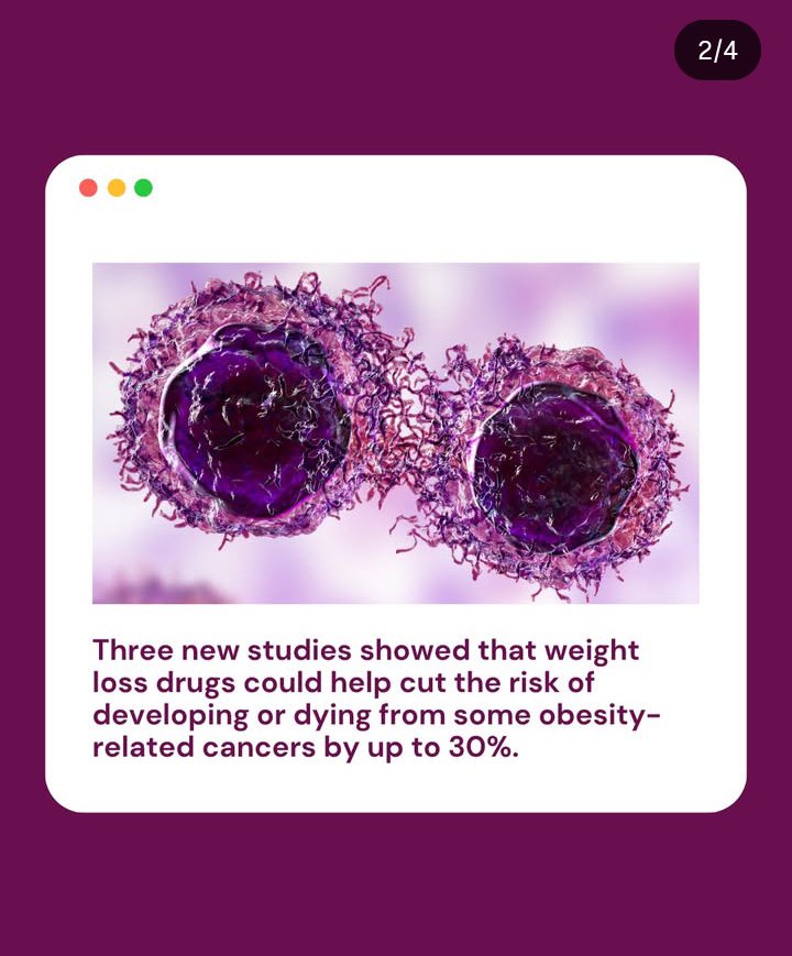 BootonlineDr's tweet photo. Last month at the world's biggest

cancer conference (ASCO), some unexpected findings caught our eye. The science is still evolving, but these early results are worth knowing about. *Swipe to learn more...
*BootonlineDr treats obesity and overweight conditions only. 
#FatlossUK https://t.co/af3sKhzlpK