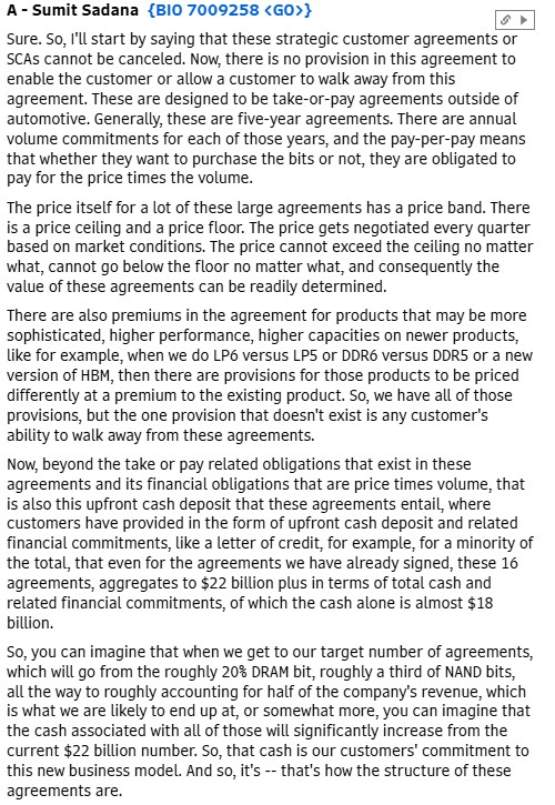 DanGreenhaus's tweet photo. I'm not saying this time *is* different (although I've touched on the following points on @CNBC) but if one wanted to argue that case, Sumit Sadana's answer to this question on the $MU call would be Exhibit A.

@michaelsantoli @TheJudgeCNBC @lisaabramowicz1 @carlquintanilla