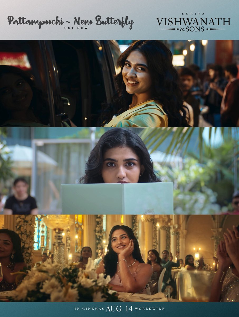 SitharaEnts's tweet photo. A song you will hear 
Frames you will remember 😍🫶🏻

Isn't everyone in love with this beautiful pair? ❤️🫶🏻

#Pattampoochi - https://t.co/BzBPCG3PHv

#NenoButterfly  - https://t.co/KoMCk6xjAz

#VishwanathAndSons #VASonAUG14th 

@Suriya_offl #VenkyAtluri @_mamithabaiju @realradikaa @TandonRaveena @gvprakash @vamsi84 @NavinNooli @NimishRavi @Banglan16034849 #SaiSoujanya @sublahshini @Arunrajakamaraj @ramjowrites @vijaybinni4u @ynakg2 @SitharaEnts @Fortune4Cinemas #SrikaraStudios @ThinkStudiosInd @adityamusic @PharsFilm