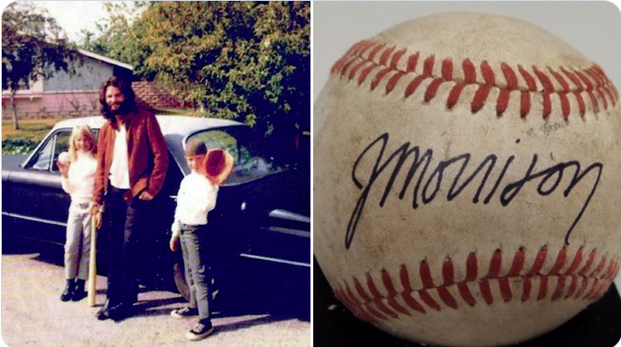 Jimfrombaseball's tweet photo. "Well, I just got into town about an hour ago
Took a look around, see which way the wind blow
Where the little girls in their Hollywood bungalows
Are you a lucky little lady in the city of light
Or just another lost angel
City of night."
"L.A. Woman"
In 1969, Jim Morrison met Lana Elliott at "Whisky a Go-Go" in Los Angeles.
After Jim had wrecked his car and had no way home, Lana took him to her Hollywood bungalow above Sunset Blvd.
Jim invited himself along to dinner with her family in Granada Hills and and enjoyed some fondue with the family.
After dinner, Jim played baseball with Lana`s brother and sister.