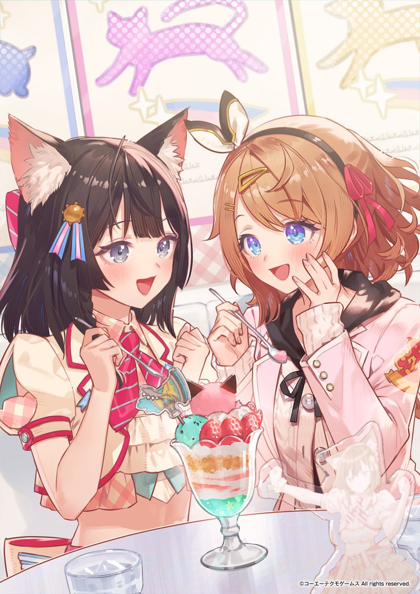 Atelier_Resleri's tweet photo. 今日は #パフェの日 🍨

レスナとイザナも
仲良くパフェをシェア💖

#レスレリ学園 の2人の笑顔を
海鵜げそ（@umiu）さん
描き下ろしイラストでお届け♪

#レスレリ https://t.co/hdifbjqp73