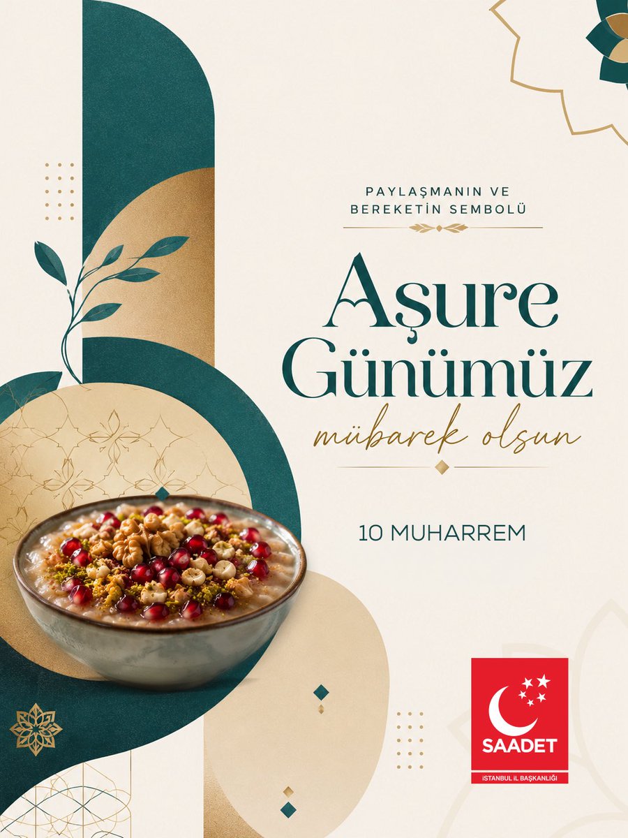 SaadetIstanbul's tweet photo. Paylaşmanın berekete, dayanışmanın kardeşliğe dönüştüğü müstesna günlerden biri olan Aşure Günü mübarek olsun. https://t.co/SBBdlhGOPs