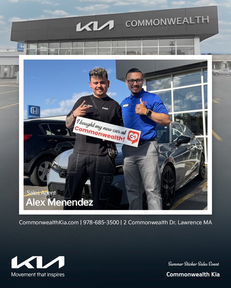 CMKIA_'s tweet photo. Congratulations and welcome to the Commonwealth Kia Family! Enjoy your beautiful new rides, and thank you for choosing us!
Huge shout out to Alex Menendez for always bringing great energy, great service, and making it happen for his customers! https://t.co/2fQf0eZ2i7