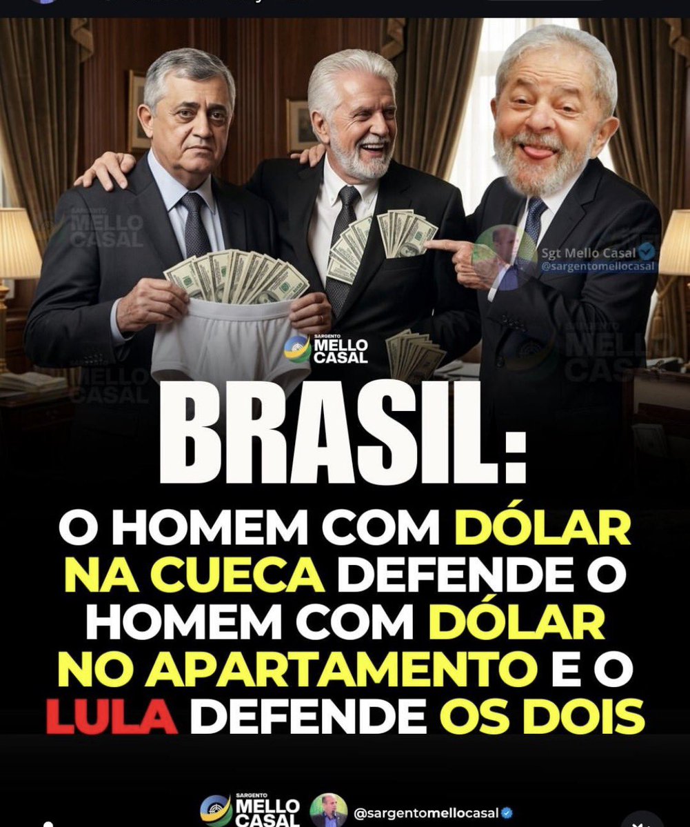 JoseDinisPFons1's tweet photo. B R A S I L

@guimaraes13PT - o capitão cueca -
@joseguimaraesce - o capitão cueca -
@jaqueswagner - senador esquerdista corrupto do PT -
@LulaOficial - o comunista -

“ OS CORRUPTOS SEMPRE ESTÃO DE MÃOS DADAS “ https://t.co/N2oAR6iTeL