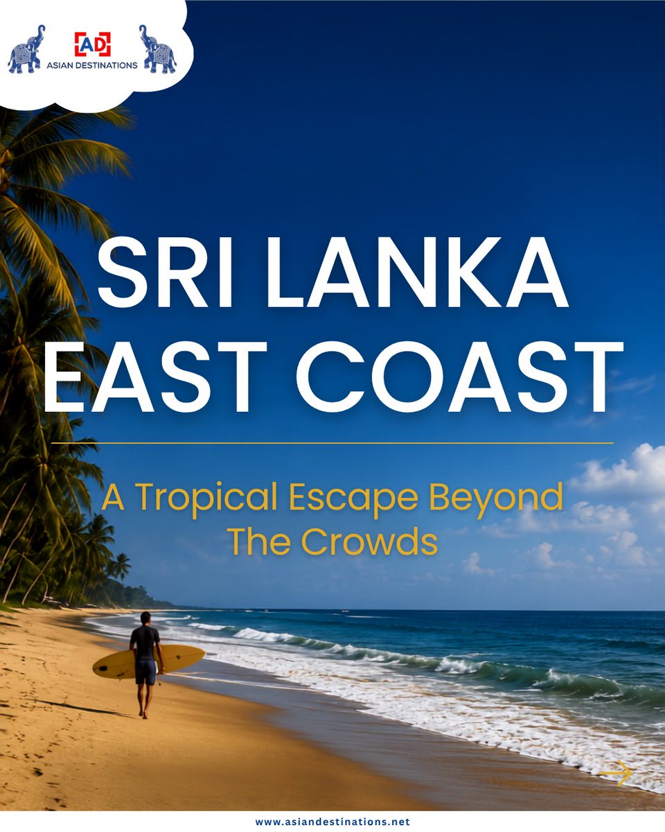 AsianDestintion's tweet photo. Sri Lanka’s East Coast is for travellers who want beaches beyond the usual crowd. Think calm shores, clear waters, surf breaks, temple views and coastal charm from Arugam Bay to Trincomalee.
#SriLankaTravel #EastCoastSriLanka #AsiaTravel #ArugamBay #Trincomalee https://t.co/WpGvJqTZ5j