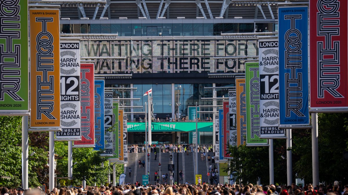 wembleystadium's tweet photo. With severe warm weather expected to continue in to nights 7 &amp; 8 of Harry Styles, we encourage all guests to take care and stay hydrated throughout the day. See our updated guidance here 👇