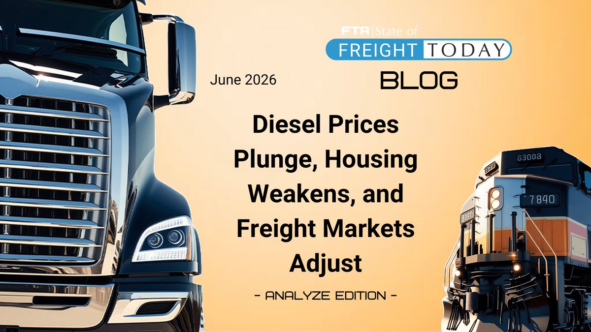 FTRintel's tweet photo. 📉 Diesel prices plunge.
🏠 Housing starts hit a multi-year low.
🚛 Spot rates pause after months of gains.
🛒 E-commerce keeps gaining share.
Our latest analysis: 
https://t.co/prFQMyaPcx
#Trucking #Freight #Logistics #SupplyChain #FTRIntel https://t.co/xwzg9lTlfb