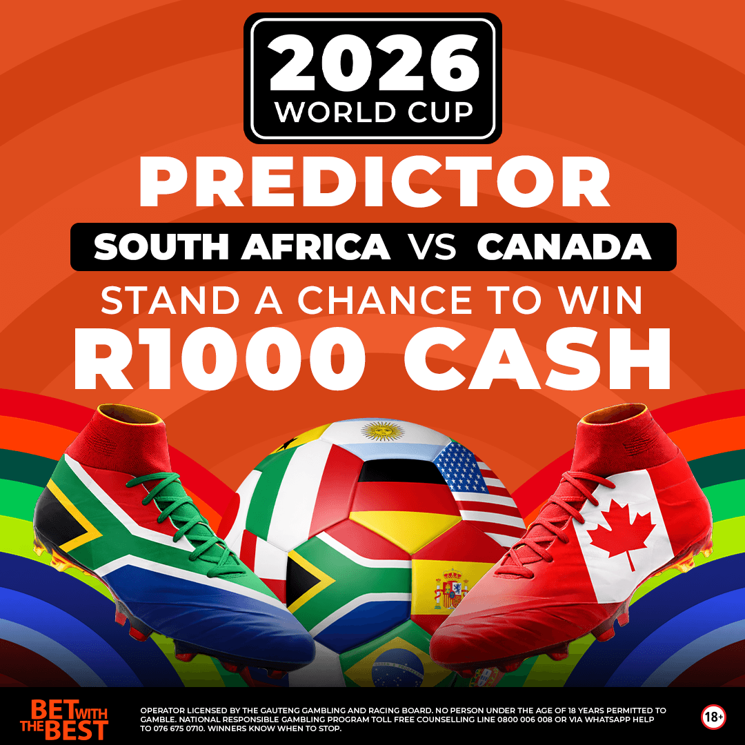WorldSportsBet's tweet photo. Bafana Predictor time! ⚽

🇿🇦 South Africa vs Canada 🇨🇦 — what’s your prediction?

Call it right and you could net R1,000 CASH! 💸 

ENTER: https://t.co/vjdizFzeZN

Tag that mate who knows ball!

#Predictors #FIFAWorldCup #BetWithTheBest #Bafana https://t.co/jbRSgc7SYj