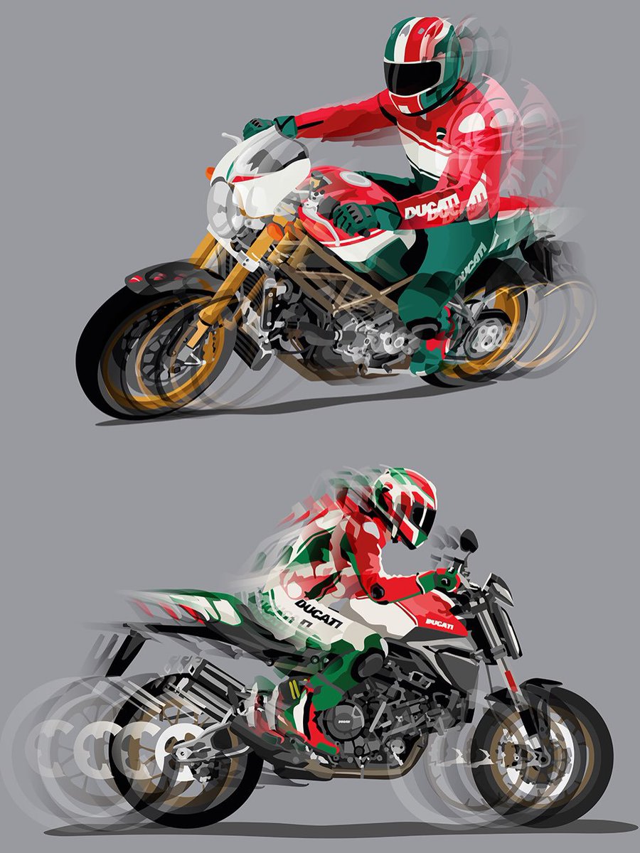 Ducati_India's tweet photo. Nespolo’s way of working is an experiment: colour laid down in micrometric layers, taken apart through graphic deconstruction, then built back. Twenty original works take shape under his hands, and will hang in the Ducati Art Gallery, supported by Fondazione Ducati.

#Ducati100 https://t.co/WTWue9Us4H