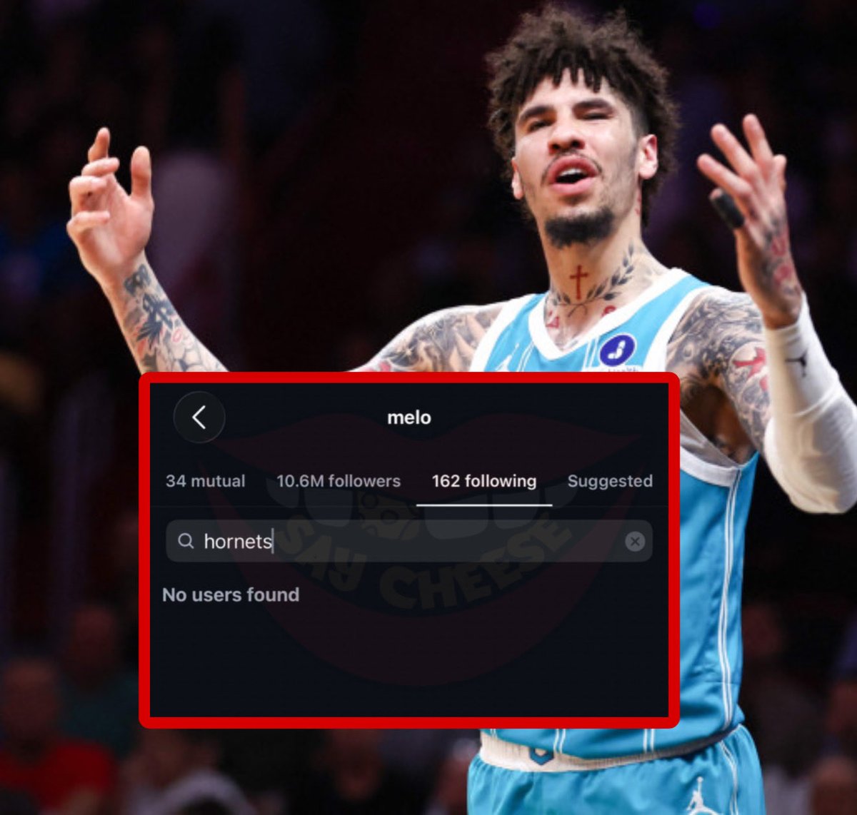 SaycheeseDGTL's tweet photo. Lamelo Ball unfollowed the Hornets on IG

The Raptors &amp; Timberwolves rumors are heating up. https://t.co/rWtx3JnPCg