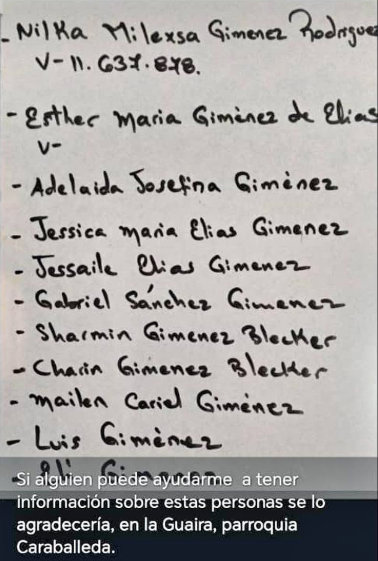 ludasanchez1's tweet photo. #LaGuaira #Caribe #Caraballeda
Si alguien sabe de:
- Nilka Milexsa Gimenez
- Esther Maria Gimenez
- Jessica Elias
- Gabriel Sánchez
- Tarcisio Sánchez (el cumanes) https://t.co/OqLs4Nba2J