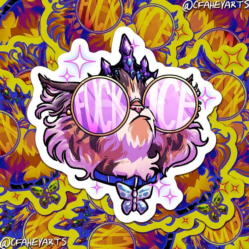 CR_Fahey's tweet photo. She is beauty, 
She is grace,
She'll laser fascists in the face~
(stickers now available in my shop: https://t.co/pWl6an4QY4 ) https://t.co/c2g6WVVwbh