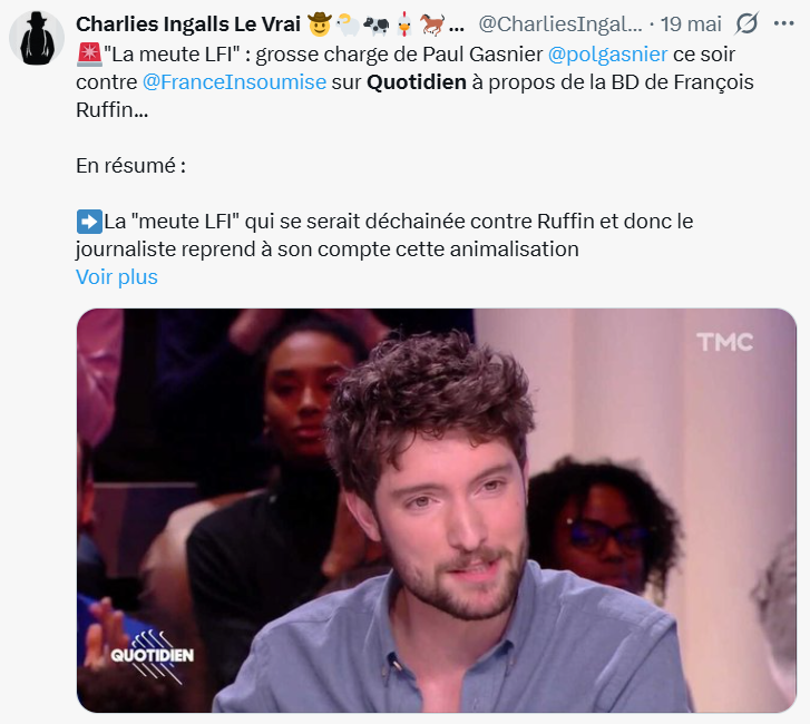 CharliesIngalls's tweet photo. Selon Yann Barthès, sous la canicule, tous ces gens sont logés à la même enseigne que le milliardaire Bernard Arnault

- des familles qui vivent sans climatisation dans des appartements inadaptés aux fortes chaleurs
- des ouvriers qui bossent sur un chantier par 40 °C 
- des enseignants dans des écoles qui sont des bouilloires thermiques
- des gens qui vivent dans un 9 m2 sous un toit
- des chauffeurs de bus toute la journée sous une canicule dans un véhicule non climatisé

Tous ces gens sont logés à la même enseigne que le milliardaire Bernard Arnault qui peut s'offrir des vagues d'eau artificielles, de la climatisation, des chauffeurs, des personnes qui font attention à chacun de ses besoins.

Ca fait des années que l'émission Quotidien vire à droite et enchaine les séquences racistes (souvenez vous de Sarkozy qui associait les mots "singes" et "nègres" https://t.co/EkKbrd4JOz), les séquences méprisantes à l'égard du petit peuple, les séquences visant à renvoyer dos à dos le RN et une partie de la gauche. 

Et c'est chaque jour de pire en pire !