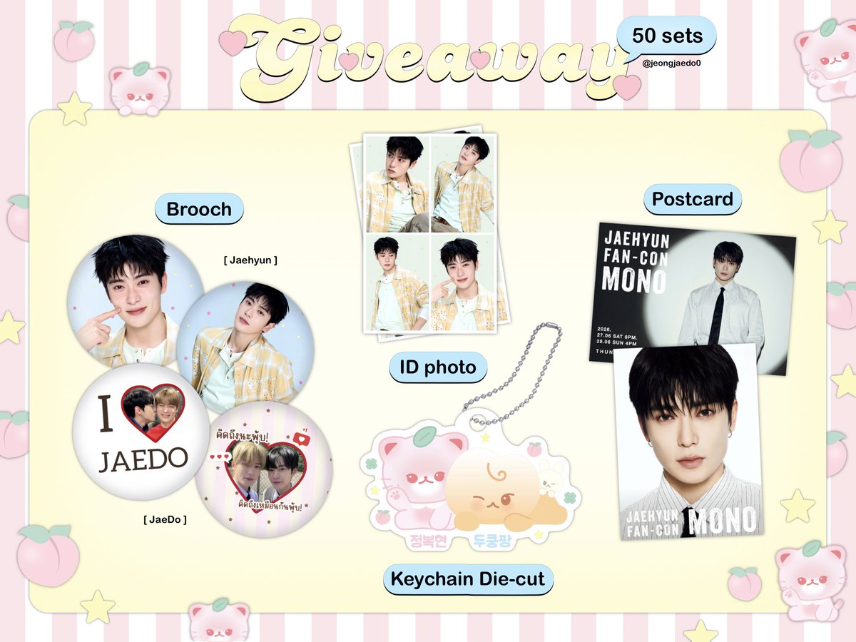 jeongjaedo0's tweet photo. ; 𝗉𝗅𝗌 𝗋𝗍 ꕀ .* 💬🍀🐈

💌 𝗀𝗂𝗏𝖾𝖺𝗐𝖺𝗒 𝗃𝖺𝖾𝗁𝗒𝗎𝗇 : 𝗆𝗈𝗇𝗈 𝗂𝗇 𝖻𝖺𝗇𝗀𝗄𝗈𝗄 🍑🫶🏻✨

— ✿ ꒰ 𝟧𝟢 𝗌𝖾𝗍 : 𝗈𝗇𝗅𝗒 ꒱ ! 

𝗅𝗈𝖼𝖺𝗍𝗂𝗈𝗇 : 𝗍𝗁𝗎𝗇𝖽𝖾𝗋 𝖽𝗈𝗆𝖾 
𝖽𝖺𝗍𝖾 : 𝟤𝟪 𝖩𝗎𝗇𝖾 𝟤𝟢𝟤𝟨
𝗍𝗂𝗆𝖾 : 𝗍𝖻𝖺

#JAEHYUN_MONO 
#JAEHYUN_MONO_BANGKOK https://t.co/vXN46oCetB