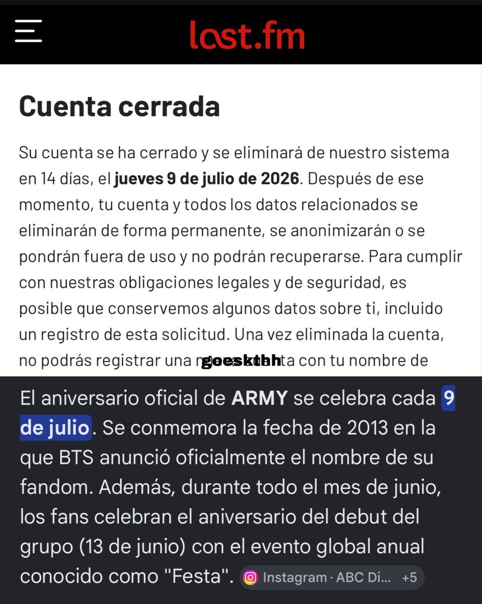 goeskthh's tweet photo. sabían que si cierran hoy su cuenta, se elimina definitivamente justo en el cumpleaños de ARMY???? es cine 🚬💜

corran🏃🏻‍♀️‍➡️ https://t.co/JlZLgVkvw9