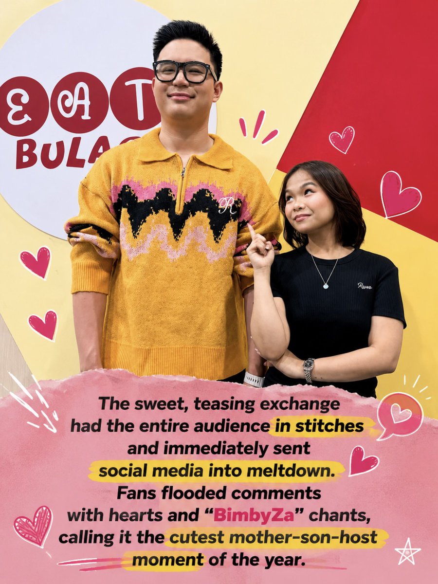 iamteamsuper's tweet photo. BUZZ WORTHY: Kris Aquino Brings the Kilig and Chaos to Eat Bulaga for Bimby!

The sweet, teasing exchange had the entire audience in stitches and immediately sent social media into meltdown. Fans flooded comments with hearts and “BimbyZa” chants, calling it the cutest mother-son-host moment of the year.

Short but packed with love and laughter, Kris’s visit proved once again that nothing beats a mom showing up for her baby — even if that “baby” is now stealing scenes on national TV. Pure kilig overload! 💖

#EatBulaga #KrisAquino #BimbyAquino #RyzzaMaeDizon #Dabarkads

Photo Credits:
FB TVJ/ EatBulaga