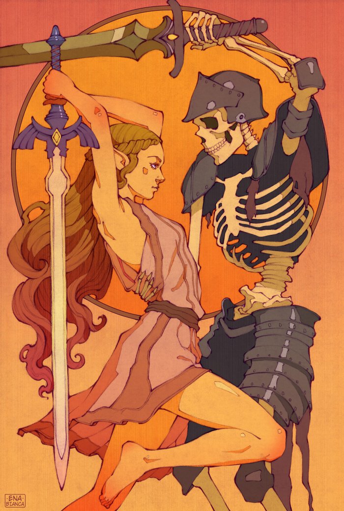 Ena_Bianca's tweet photo. Stalfos Dance - my latest Zelda Fanart 😙
#zelda #Fanart #illustration https://t.co/GtLzTKt3Bc