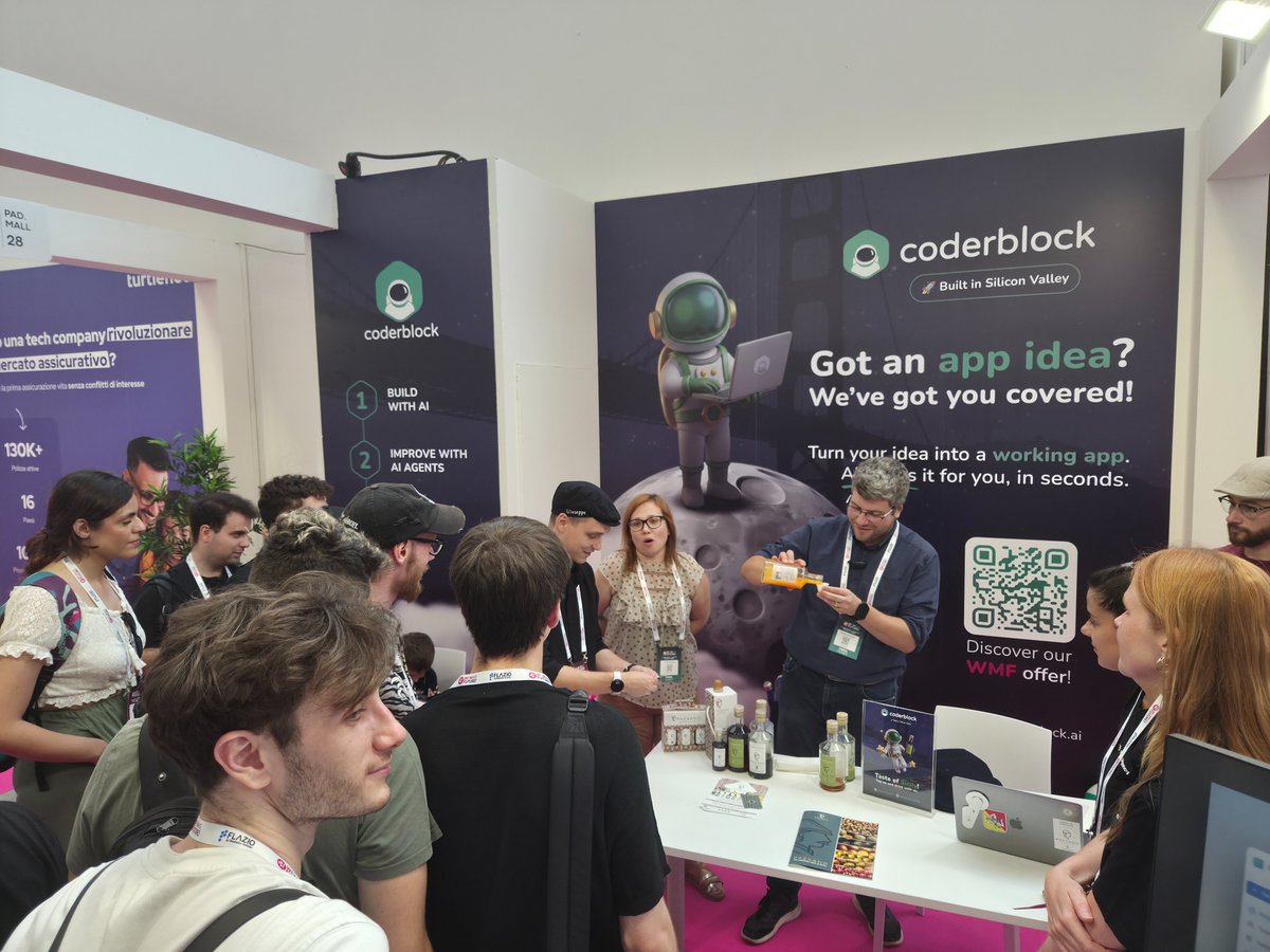 coderblock's tweet photo. Live from the @WMFWeMakeFuture stand with Paesano team! 🌟

We are officially showcasing the amazing project we’ve created for them with https://t.co/IUXQHTKLyP and we also just wrapped up a group tasting of their incredible products, bringing a true taste of Sicily straight to the heart of innovation!

And what a turnout: so many people showed up to share this moment. Thanks for stopping by 🔥

📍Join us at Stand 29 | Mall 29