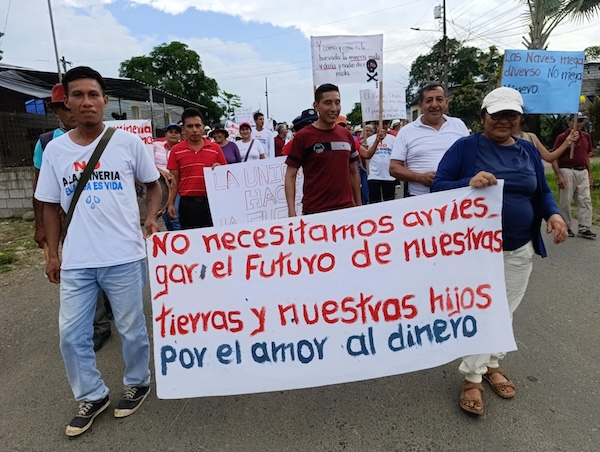 AlbertoAcostaE's tweet photo. Corporaciones mineras destrozan LAS NAVES
OTRO TERRITORIO DE SACRIFICIO
Por Alberto Acosta, Pocho Álvarez

Los casos de violencia minera en contra de las comunidades que defienden sus territorios y de la Naturaleza se expanden en Ecuador. Uno de ellos, brutal como tantos otros, es el del proyecto minero Curipamba Sur – El Domo que ha empezado a arrasar con Las Naves, un cantón, en el subtrópico, en una de las provincias pobres y olvidadas de los Andes, la provincia de Bolívar.

Con el cuento de una “minería responsable” se despliegan varias cifras y mensajes que forman parte de un libreto por lo demás conocido. Pongamos en contexto estos argumentos de las mineras en el caso del yacimiento en cuestión. Y planteemos algunas conclusiones.

La realidad detrás de la propaganda

Allí se encuentra un yacimiento de oro, cobre y zinc. Se trata de un proyecto operado por la minera canadiense Curimining S.A, que espera iniciar la fase de explotación en el año 2027. La vida útil de la mina a cielo abierto se estima en 10 años.

Sus niveles de gigantismo son inocultables. Para obtener apenas 2,5 gramos de oro se requiere mover una tonelada de material del subsuelo; la relación para los otros minerales es similar 46 g/t de plata, 1,9 % de cobre, 0,2 % de plomo y 2,5% de zinc; Minerales que vienen acompañados de muchos otros metales no ferrosos, altamente contaminantes.

En resumen, la extracción de los minerales demanda un procesamiento de 1.850 toneladas por día. Al final de la vida útil quedará en las escombreras o depósitos de rocas más de 6 millones de toneladas de materiales y millones de metros cúbicos de desechos altamente contaminantes en las relaveras o dique de cola. Tomando como referencia unos datos de otras minas similares, se sabe que para obtener 30 kg de cobre se requiere extraer unas 150 toneladas de roca, se generan 100 toneladas de desecho de roca y se generan alrededor de 115 toneladas de relaves. Hay que considerar que el tajo abierto de la mina, la relavera, las escombreras y el depósito de saprolitos se superponen al cauce de cursos de agua superficiales y existe un gran riesgo de generación de drenaje ácido.

Esta no es una anomalía, las incertidumbres sobre los impactos ambientales son otra de aquellas repetidas características de la minería en Ecuador. Así el impacto sobre las fuentes de agua superficiales y subterráneas carecen de análisis cuantitativos en distintos escenarios temporales. El análisis hidrogeológico, de vulnerabilidad y de riesgos de contaminación del agua subterránea y del drenaje ácido es deficiente, tanto como el análisis de otros impactos ambientales y por supuesto de los sociales.

El monto de inversión del proyecto estimado es de 497 millones de dólares durante el tiempo de vida útil de la mina. Se ofrecen ingresos al Estado por 376 millones de dólares. Un monto anual minúsculo, de menos de 40 millones, que no llegan ni al 1% del Presupuesto General del Estado del año 2026. No hay duda alguna que, en este proyecto, como en todos los otros en marcha, no se cumplirá con una disposición constitucional (art. 408),que dispone textualmente que el Estado participará en los beneficios del aprovechamiento de estos recursos, en un monto que no será inferior a los de la empresa que los explota.

El empleo llegaría a 800 personas, dicen en la propaganda oficial; los datos que se establecen para el funcionamiento de la planta hablan de 54 personas. Estos ofrecimientos, como se constata de forma permanente, se desvanecen muy pronto. Es más, al no tener los pobladores de la zona conocimientos sobre la minería y sobre las tecnologías utilizadas, la mayoría de la fuerza laboral calificada vendrá de otras ciudades e, incluso, de otros países. La presencia de personal de otras partes y sus necesidades culturales suele generar más conflictos, delincuencia, y otros problemas sociales, como la prostitución, aumento del alcoholismo, drogadicción y violencia intrafamiliar. Por estas y otras razones, las mujeres son las más afectadas por la minería.  Adicionalmente, una cuestión que se soslaya siempre: entre el 80 y 90 porciento de los empleos benefician a los varones, pues se trata de actividades dominadas por la impronta patriarcal.

En este caso, las comunidades de la zona, en su mayoría campesinas, se dedican a actividades agrícolas, a la ganadería y al comercio. Se identifican como mestizos y montubios. Se trata de grupos humanos desechables desde la lógica de acumulación justificada por el desarrollo… de otros, lo que transforma sus territorios, su cultura y modo de existencia en sacrificables.

Y como es ya una costumbre generalizada, a este proyecto de “minería responsable” se le presenta como una oportunidad para el desarrollo de la provincia y de su gente.

Lo realmente responsable es conocer cómo funcionan estos proyectos, así como el cumplimiento de las disposiciones legales existentes, teniendo en consideración siempre sus impactos socioambientales locales y nacionales.

Como complemento indispensable, hay que tener siempre presente que es práctica común que las mineras incrementen sus costos para ocultar sus ganancias, provocando la reducción aparente de sus beneficios. Adicionalmente, cuando se explota cobre u otro mineral como el oro, por ejemplo, no se conocen cuáles otros minerales se extraen y exportan, como pueden ser las tan cotizadas tierras raras. También es frecuente que, las empresas se declaren “en quiebra” antes de cumplir con sus obligaciones cuando las minas están a punto de cerrar. Punto básico, estas empresas recurren a subsidiaras afincadas en paraísos fiscales, por lo que, terminadas las operaciones, no hay manera de conseguir que asuman su responsabilidad de reparar los destrozos provocados, pues, como se ha demostrado en el mundo, estas compañías son expertas en fraudes de todo tipo, no solo tributarios, más aún cuando no hay los mínimos controles estales o peor aún si el gobierno es “cómplice” de las mineras.

La violencia como condición necesaria de la minería

Es evidente que no hay que esperar que la fase de explotación empiece para constatar los impactos de este proyecto. Desde hace muchos años, Las Naves enfrenta profundos conflictos socioambientales provocados por el Proyecto de Minería Curipamba Sur. Esta empresa posee siete concesiones, que se encuentran en varios cantones, tanto de la provincia de Bolívar como la de Los Ríos. Pero el punto donde está la mira minera es especialmente en Las Naves.

Como ha sucedido en todos los proyectos mineros, sin una real consulta a las comunidades de la zona, se concesionó su territorio para dedicarlo a la actividad minera. Dicha concesión fue autorizada en enero de 2024 para continuar hacia la fase de explotación a cielo abierto y beneficio. En enero de 2025, se inició la fase de construcción: se autorizó la construcción del tajo de la mina y de la piscina de relaves.

Tal como acontece en otras regiones, Las Naves es una zona de alta importancia hídrica. Origen de fuentes de agua que nacen en sus montañas y que alimentan a muchos ríos de la zona y de la costa. Se conoce, también, que existen varias especies amenazadas.

Como ya se anotó al inició, es muy importante en esa región la agricultura familiar campesina de pequeña escala, de producción diversificada, con ganadería y cultivos perennes, caracterizadas por prácticas sostenibles, que ocupa el 86% del territorio cantonal. Su producción asegura el autoconsumo y la autosuficiencia, con excedentes que se comercializan especialmente en mercados locales. Estas comunidades se han organizado y constituido asociaciones de productores. Incluso se han conformado instituciones que ofrecen el acceso a servicios financieros, créditos, préstamos agrícolas.

Pero desde la llegada de minería estas comunidades se ven permanentemente confrontadas con problemas graves. Sufren la afectación de su ecosistema: en especial, por los destrozos en la cobertura vegetal, que se ampliará en las zonas de remanentes de bosque que garantizan la presencia de lluvias como parte esencial del ciclo hidrológico.

La situación se agudiza a pasos agigantados. Ya han aparecido problemas el el sistema de agua potable. Avanza el proceso de proceso de deforestación de árboles nativos y retiro de material vegetal de la montaña. El agua baja contaminada con lodos. Las explosiones propias de estos proyectos anuncían nuevas dificultades. Todas estas son demostraciones fehacientes de la violencia que se ejerce en contra de la Madre Tierra, que en nuestro país tiene derechos constitucionales.

Como un paso más en este largo trajinar de atropellos, la empresa Curimining, empezó a utilizar una de las vías comunitarias, que fue construida por las familias campesinas que habitan la zona. Ahora grandes volquetas y otros vehículos de la compañía circulan por esa vía de segundo orden, afectando el tráfico de los usuarios que la construyeron. En este atropello está involucrado el Estado, que ha desplegado a policías y militares en el territorio para proteger los intereses mineros en lugar de precautelar a la población campesina. Por cierto, Curimining no cuenta con el consentimiento para usar la vía. Todo esto provocaría el desplazamiento forzado de la población campesina que actualmente ocupa el territorio.

La comunidad se mantiene en permanente tensión. La intimidación y las amenazas para defensores y defensoras de Derechos Humanos y de la Naturaleza se multiplican. En paralelo, con acciones de libreto practicadas en otros lados, la compañía abusa del derecho penal para acusar a personas campesinas de diferentes delitos. Con este tipo demandas, que cuentan con la asesoría jurídica de los abogados de la empresa, se acosa de forma sistemática a los comuneros. Y durante las audiencias judiciales se intenta posicionar la idea de que los acusados son violentos y peligrosos, todo por expresar públicamente su oposición a la explotación minera en su territorio, por ser parte de las protestas pacíficas en contra de las decisiones estatales impuestas de manera arbitraria que acarrearán su desplazamiento forzado y la destrucción de sus formas de vida campesina. Para cerrar este listado, en un sostenido esfuerzo de acoso y hostigamiento, se pretende inclusive sancionar a personas y organizaciones de la sociedad civil que osan apoyar a estas comunidades frente al vandalismo minero.

La criminalización ampliada de quienes defienden los territorios y la vida misma se expresa de múltiples maneras. Lo perverso, como lo hemos visto en otros lugares, es que los intereses minero-estatales no dudan un minuto en acusar a quienes defienden la vida como personas opuestas al desarrollo.

La defensa de la vida continúa

Ante esta imposición arbitraria e inconsulta de actividades extractivas y ante los daños evidentes que ha causado y causará la actividad minera en estos territorios que traerá la destrucción de sus formas de vida campesina, la única opción que les ha quedado es la protesta y resistencia pacífica, garantizada en el artículo 98 de la Constitución. Sin embargo, expresar abiertamente su oposición y, peor aún, liderar el proceso de resistencia de las comunidades afectadas ha derivado en varios momentos de criminalización, en violación de su derecho a defender derechos.

La lista de casos iniciados en la justicia crece. Se acusa a los comuneros, que defienden sus territorios y sus modos de vida, de una multiplicidad de delitos. Las acusaciones van desde violación y daño a la propiedad privada, asociación ilícita, robo, resistencia, intimidación y contravenciones diversas. Con esta política de criminalización, practicada en otros lugares atacados por la minería, se mantiene atemorizada a la comunidad.

Por ese motivo, más 300 campesinas y campesinos de Las Naves, a quienes se han sumado cerca de 180 personas provenientes de San Luis de Pambil y de Zapotal, han presentado una demanda de acción de protección en contra del Estado y de Curimining S.A., contando con la asesoría de la Comisión Ecuménica de Derechos Humanos - CEDHU.

La lista de violación de derechos es larga. Se han irrespetado, en términos globales los Derechos Humanos y los de la Naturaleza. Entre ellos se destaca la no realización de la consulta ambiental previa, la destrucción de la Naturaleza, que incluyen los impactos a los ciclos hidrológicos del agua. A los que se suma una serie de acciones de cooptación y de represión que afectan por igual y gravemente la cohesión de las comunidades.

Las Naves, como tantos otros rincones del Ecuador, es un punto más de conflicto generado por la codicia y la voracidad del capital, que actúa en contubernio con el gobierno. Son territorios de campesinos y campesinas destinados al sacrificio para seguir en la inútil carrera en pos del desarrollo: un verdadero espejismo. Y por eso mismo, Las Naves, su resistencia, es una eslabón más de la red de lucha para preservar los territorios y defender opciones de vida digna.-

23.6.2026
 https://t.co/gZsixIGVb1

@CortePichincha

#VidaSinMineríaNo #LasNavesSinMinería
@CortePichincha

@EcuadorMAE

@PGEcuador

@CJudicaturaEc

@DEFENSORIAEC

@CELS_Argentina

@Misereor

@cedib_com

@mndhpiaui

@smdhvida

@cfemea

@ComiteDDH

@ODHVC

@de_acin

@coeuropa

@SomosDef

@RedTDT

@INSPyRE_AC

@Codehupy99

@Onu_derechos

@UeEnEcuador

@FIAN_Ecuador

@DDHH_Alianza

@inredh1

@FIAN_Ecuador

@AcEcologica
@Cedhu
@SurkunaEc
@Caminantes_Ecu
@Comunalisis

@CONAIE_Ecuador

@GrupoSocialFEPP

@INFOFEPP

@omasneEcuador

@Mujeresrurales

@veropotes

@inredh1

@ravila67

@andresalbujaba2
@andreselopeze 
@lancerosdigita1