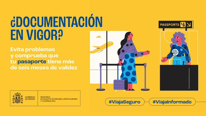 Ctramiss_Chile's tweet photo. ✈️ ¿Tienes pensado viajar al extranjero? 
➡️Recuerda comprobar que toda tu documentación se encuentre en vigor. #ViajaSeguro y #ViajaInformado. ➡️Más información: https://t.co/9mAsKgbk9U https://t.co/ke66jRjP69