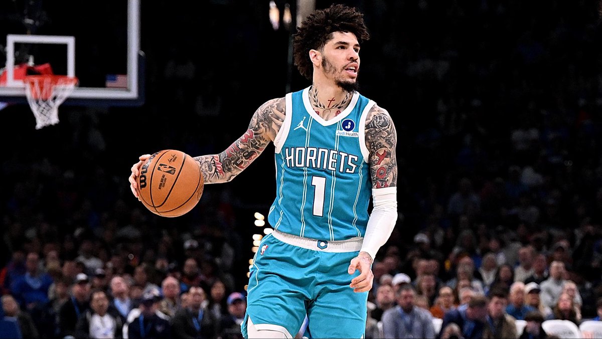 offthebackbrd's tweet photo. Charlotte Hornets are trading LaMelo Ball and Josh Green to the Minnesota Timberwolves for Naz Reid, a 2033 unprotected first-round pick, three first-round pick swaps, and three second-round picks, (via @ShamsCharania). https://t.co/aFxYlOXmXi