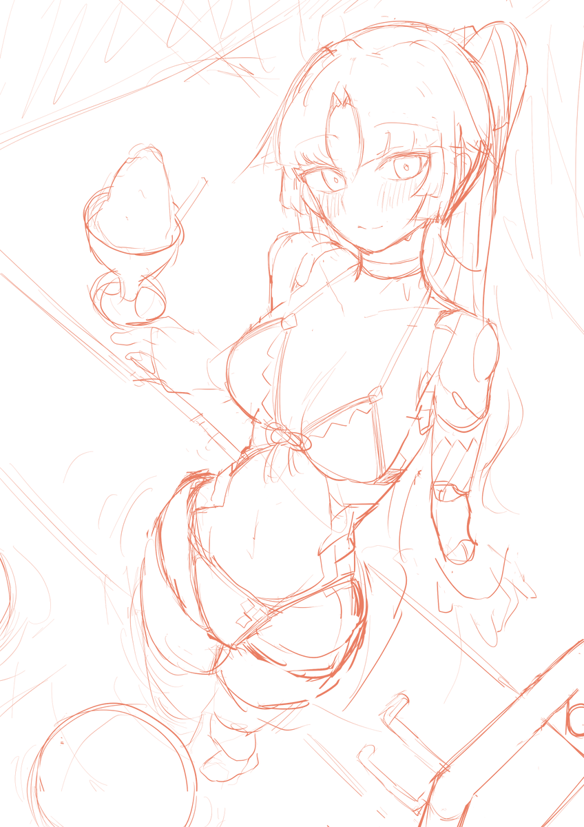 itowani's tweet photo. 久しぶりのお絵かき～
今年の水着イベの実装祈願イラストwip https://t.co/cPS9Es2y1S