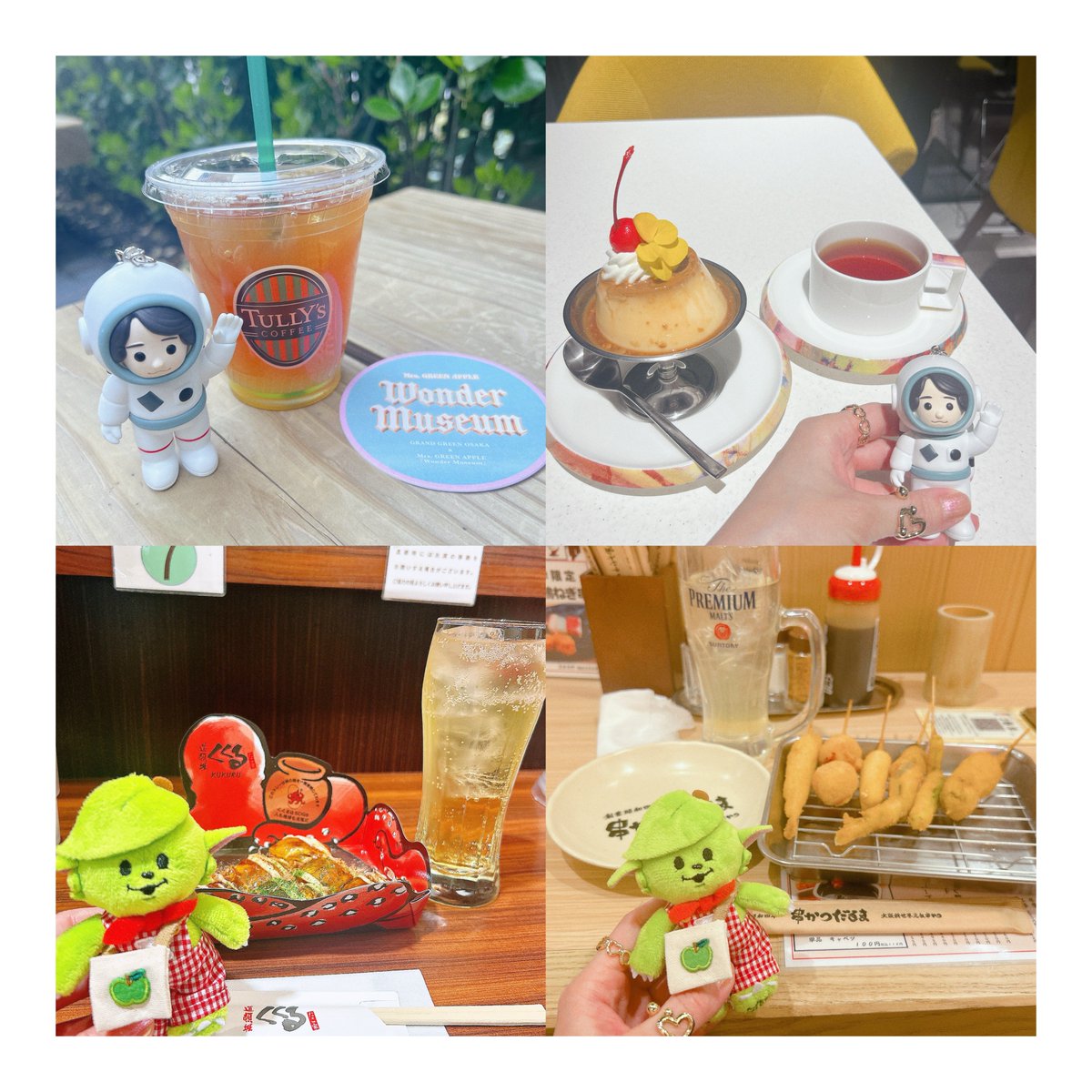 yuuraul's tweet photo. 2日間の大阪旅で食べたいものをとにかく食べた😋
コラボフードも時間が合わなかったり並んでたりで全然食べれなかったけど、タリーズだけはゲットした🍹🍏

たこ焼きも串カツもおいしかったなぁ🤤💭 https://t.co/l2sAYvWPB4