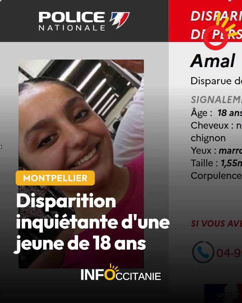 infoccitanie's tweet photo. #Montpellier : Disparition inquiétante d’une jeune de 18 ans ➡️ https://t.co/uS8eMUcOPn https://t.co/gPPHTfisfs
