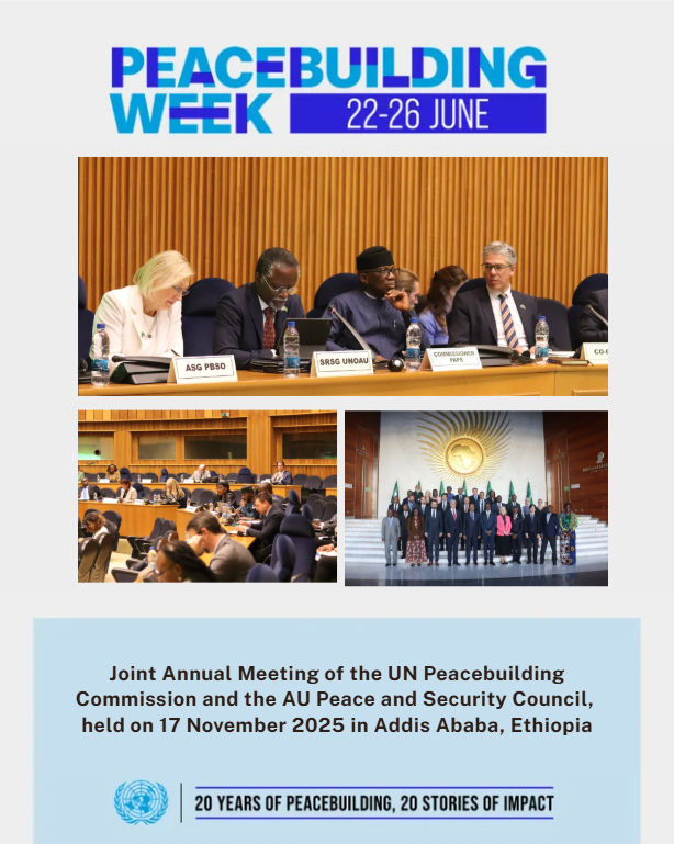 UNOAU_'s tweet photo. During #PeacebuildingWeek, @UNOAU_ highlights the vital role of UN-AU cooperation in advancing peacebuilding across Africa. Through the annual joint meeting of the #PeacebuildingCommission and #AUPSC, the UN and AU continue to strengthen coordinated action for sustainable peace. https://t.co/HIXGO4wv6t