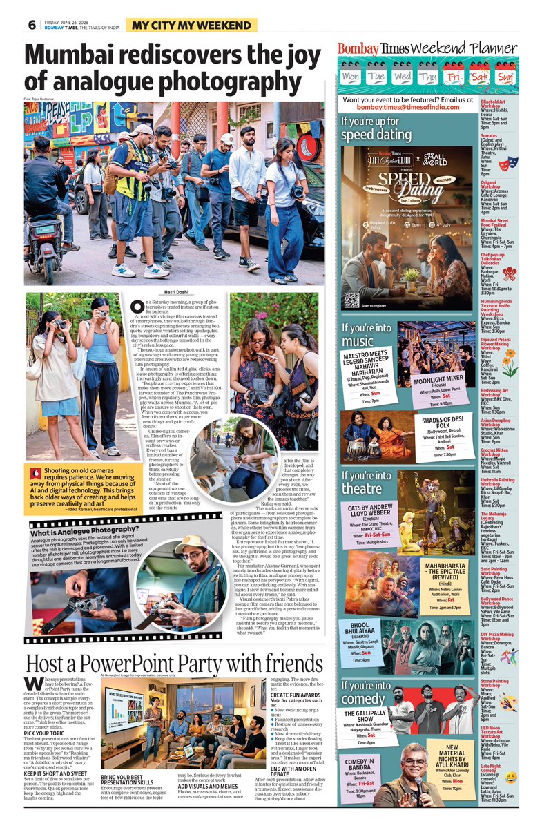 bombaytimes's tweet photo. Weekend plans still loadin?  
Mumbai won’t wait!  

From buzzing food scenes to live music, art workshops to offbeat community hangouts—#MyCityMyWeekend has your scene sorted.  No more “what’s the plan?”  

 Read: https://t.co/zhUN5PNtEu https://t.co/aNjFGDCDI3