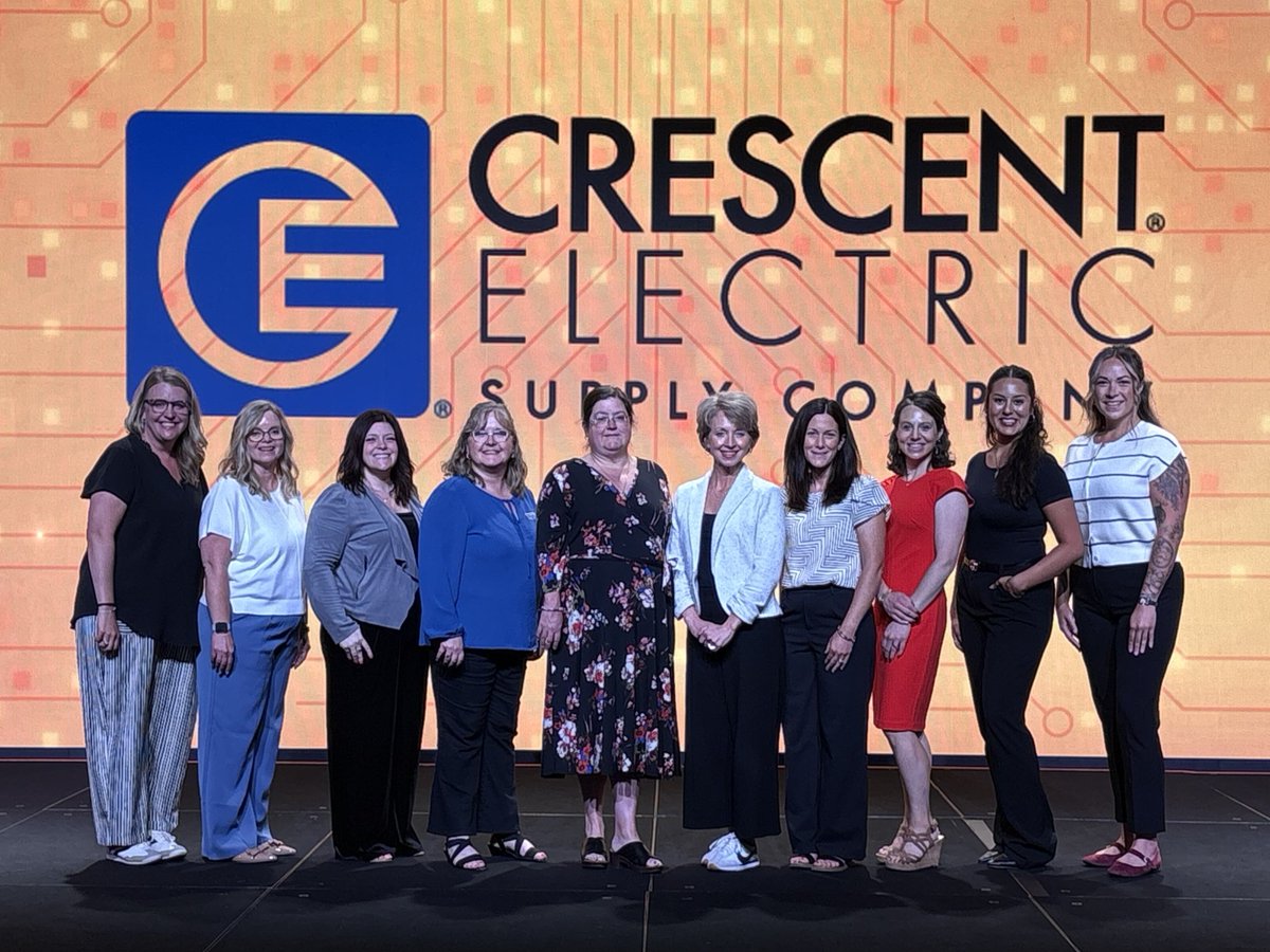 CrescentElectrc's tweet photo. We’re still energized from the 2026 NAED Women in Industry Forum! 

We’re proud to champion the growth of women in electrical distribution.  

Even more meaningful? Having 10 talented team members attend the event — and return with new inspiration. https://t.co/Ib0cKYaku2